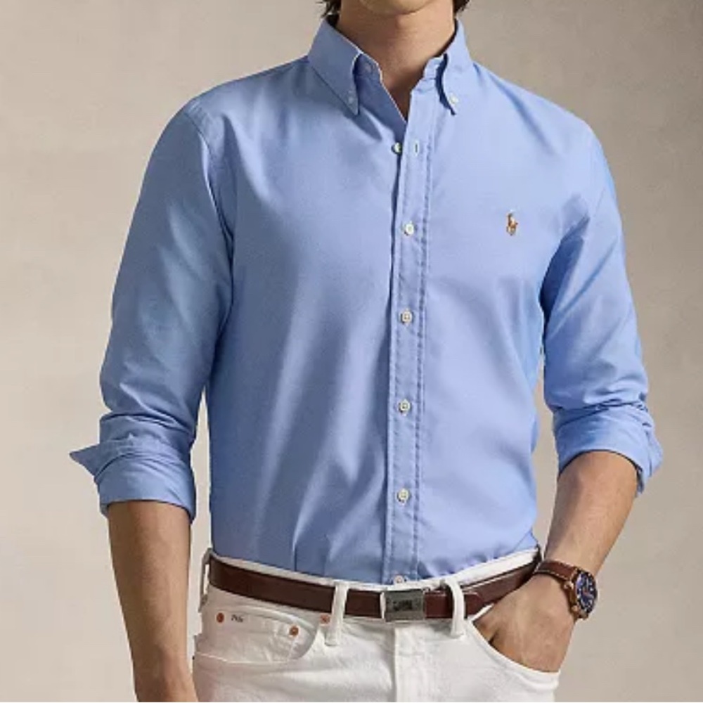 Ralph Lauren 17/43 Mens Blue Oxford Dress Shirt Large